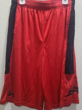 Under Armour Red and Black Boys' Athletic Shorts